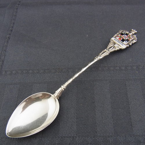 schöner alter Andenkenlöffel Bayreuth 800/-Silber Emaille