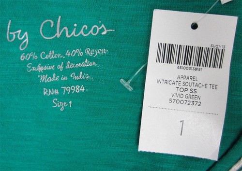 CHICO'S APPAREL KOMPLIZIERTES SOUTACHE T-SHIRT OBERTEIL LEBENDIG GRÜN CHICOS GRÖSSE 1 = 8/10 NEU MIT ETIKETT $ 59 - Bild 4 von 4