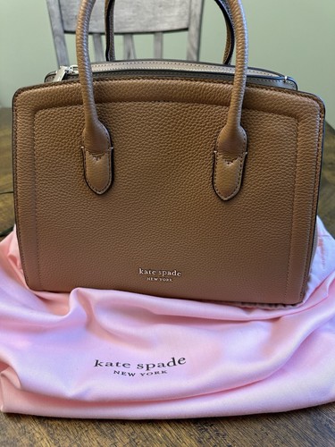 NWT $348 USD Kate Spade Knott Medium Satchel Pebbled Leather Bag Bungalow Tan - Picture 4 of 10