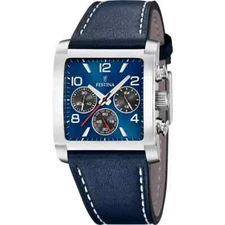 Festina F206531 Mens Blue Leather Straps Chronograph Dial Quartz Wristwatch