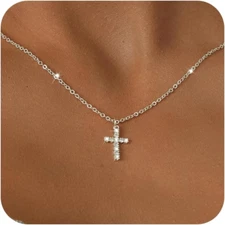 Cross Necklace for Women - Dainty 14K Gold Plated Pendant