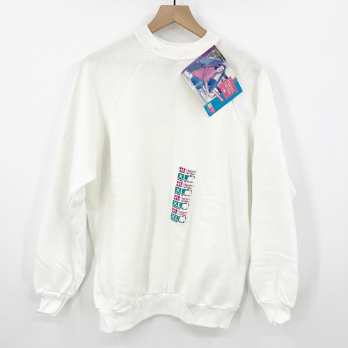 NWT Vintage Hanes Her Ways Solid White 1996 Retro 90's Sweatshirt XL--NEW!