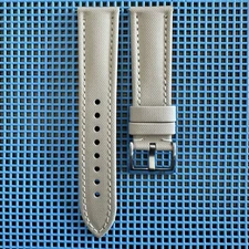22mm TAN/BEIGE Real Sailcloth Apple Watch Strap With Adaptors WHITE Stitch