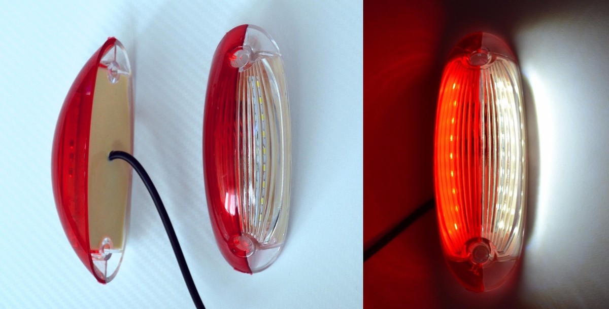 4 x VERTICAL LED SIDE OUTLINE MARKER RED/WHITE LIGHTS for BUS