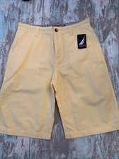 18 Nautica Yellow Ducky Boys Chino Shorts New NWT 100 Cotton 11" Inseam