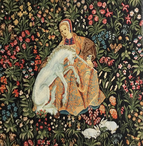 Gobelin Tapisserie Tapestry Kissen Paneel Porträt W. Moris Basteln Stoff 48x48cm - Bild 17 von 31