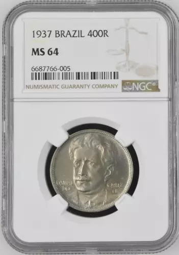 Brazil 400 Reis 1937 NGC MS 64