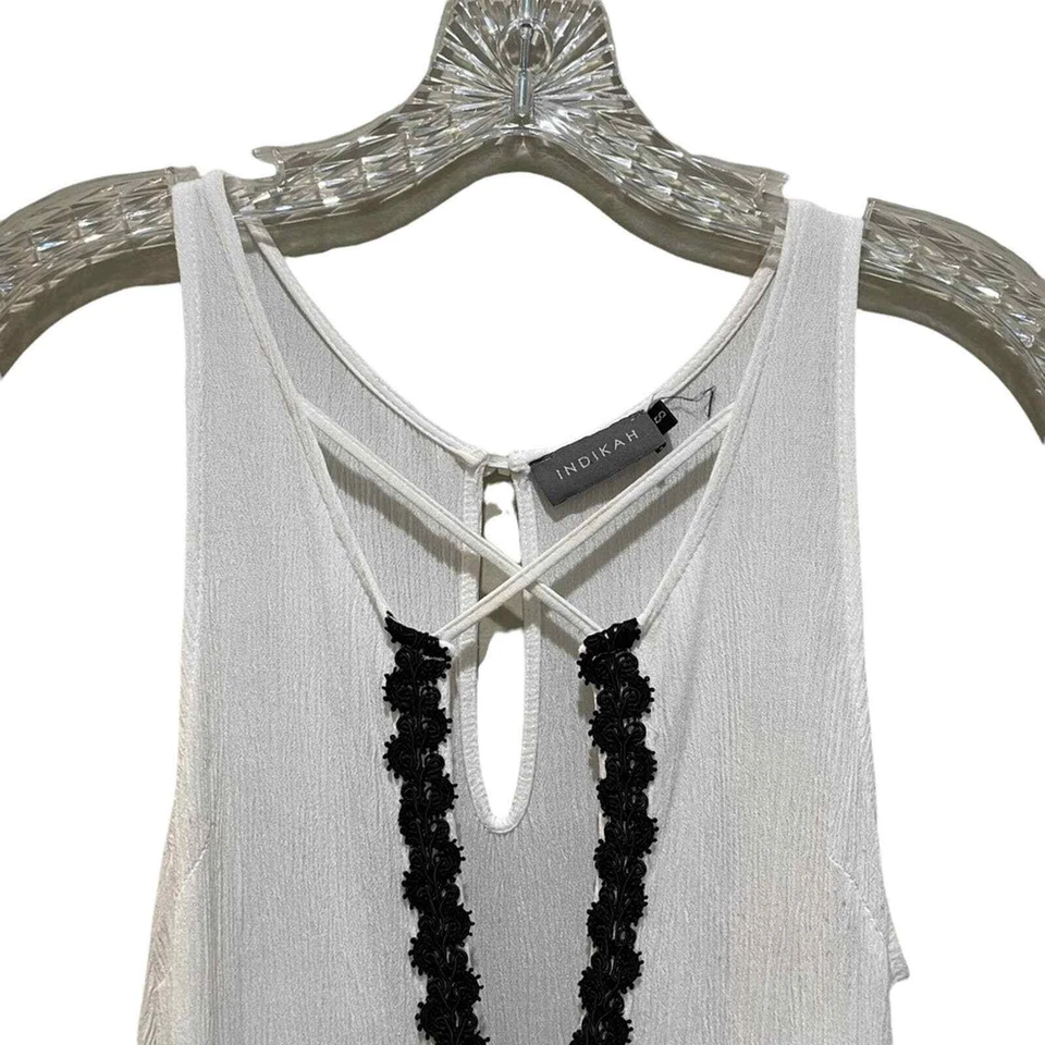 LF Indikah Romper White with Black lace trim Size Small - Image 4 of 4