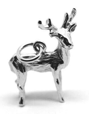 Genuine Sterling Silver 925 Deer Or Moose 3D Pendant Or Charm
