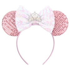 Minnie Mouse Pink Princess Tiara Headband Ears NEW