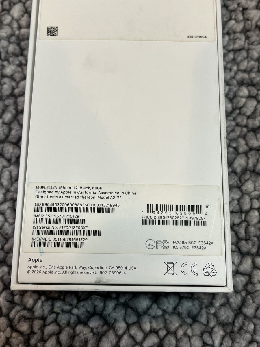 Original Apple iPhone 12 Box, Purple, 64 GB Empty Box Only Original Apple iPhone 12 Box, Purple, 64 GB Empty Box Only