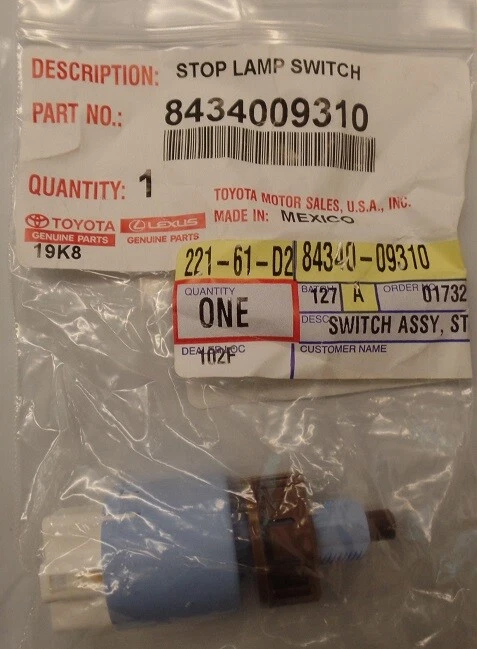 OEM Toyota Brake Light Switch Multiple Vehicles (84340-09310) - Image 1 of 1