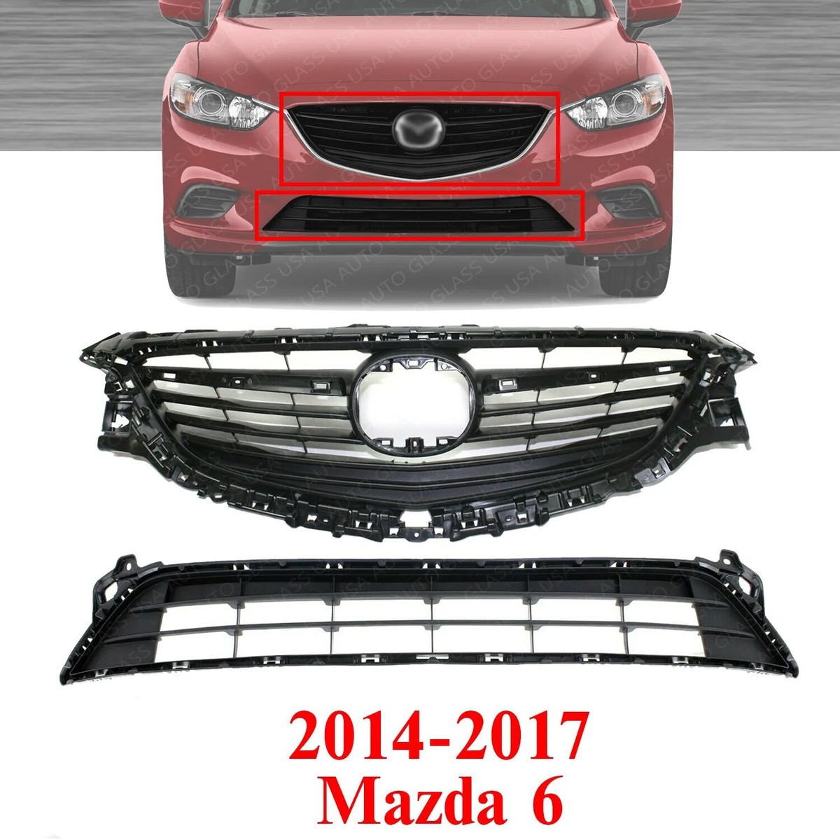Front Bumper Grille Assembly Kit For 2014-2017 Mazda 6 | eBay