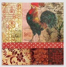 TWO Individual Napkins Red Rooster Birds Cocktail for Decoupage (738)
