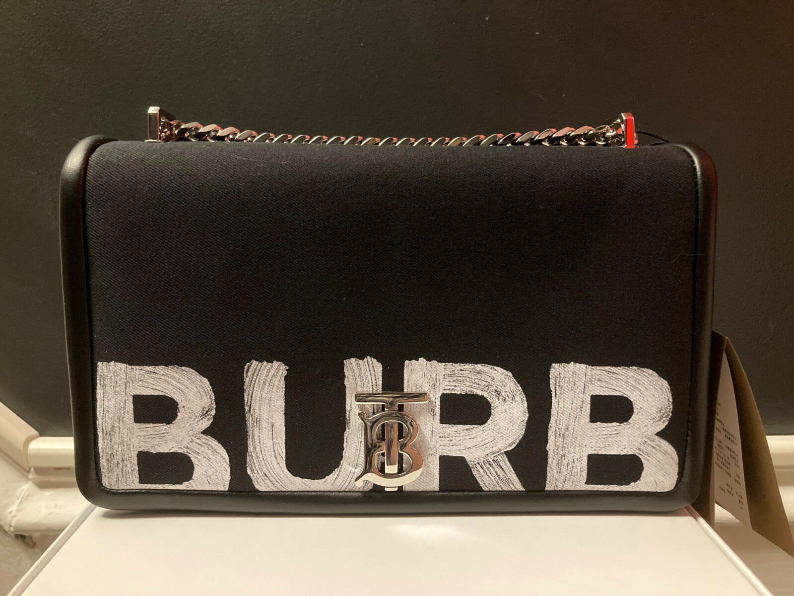 BURBERRY Lola Medium Graffiti Logo Bag
