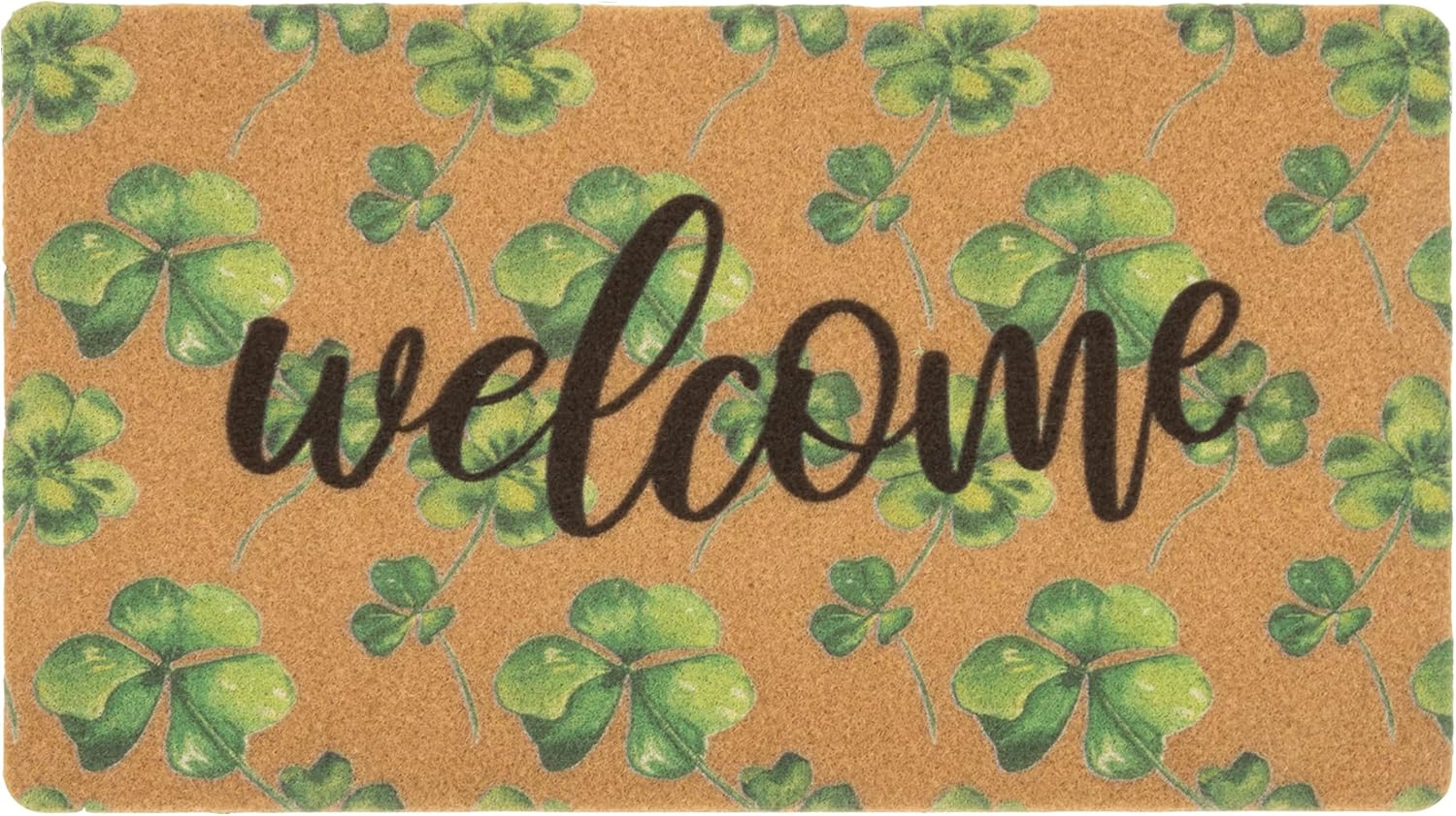 Lucky Clover Shamrock Welcome Mat for Outdoor or Indoor Spring Front Door