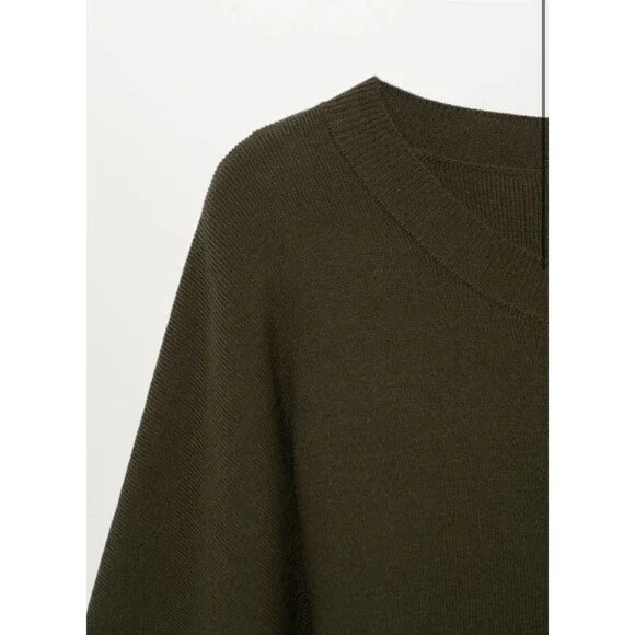 Mango Fine Knit Midi Sweater Dress Black or Khaki New Long Sleeve | eBay