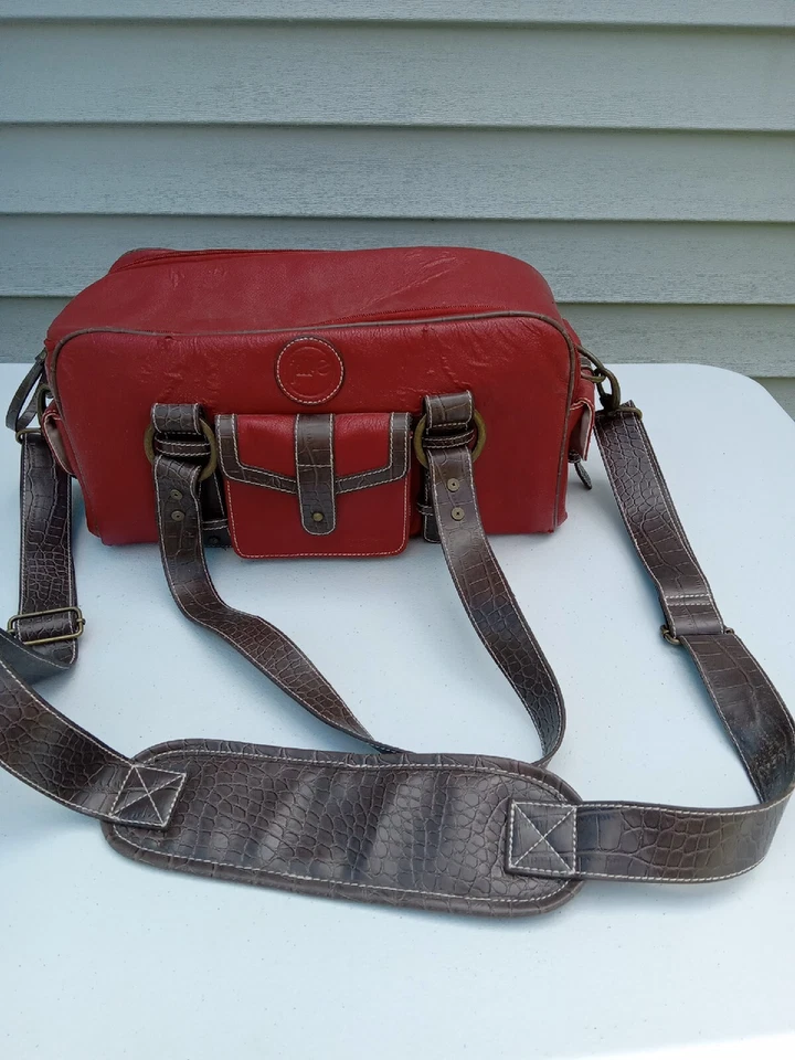 DE COLECCIÓN JILL-E DESIGNS CÁMARA ROJA HOMBRO CUERO ESTUCHE FOTÓGRAFO Trl7#18 Foto 2 de 4