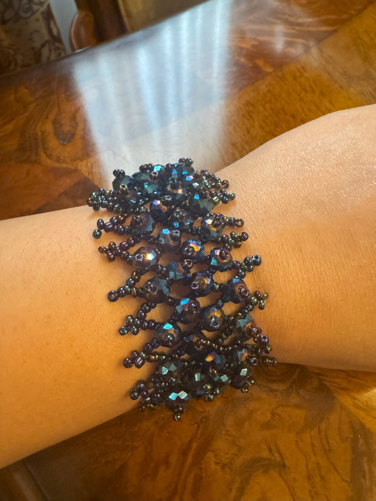 Blue Beaded Statement Bracelet - image 4