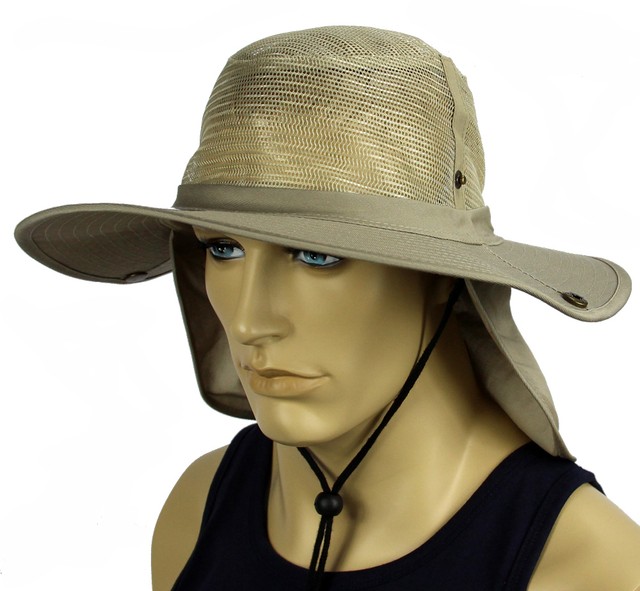 Boonie Bucket hat Mesh Military cap Ear Flap Neck Cover Sun Protection