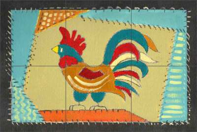 Rooster Tile Backsplash Ramona Jan Art Ceramic Mural POV-RJA008