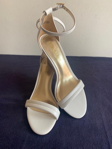 LILLY PULITZER WOMEN'S WEDGE SANDALS/SHOES JENNA 3" CORK HEEL WHITE LEATHER Sz 8 - Picture 5 of 12