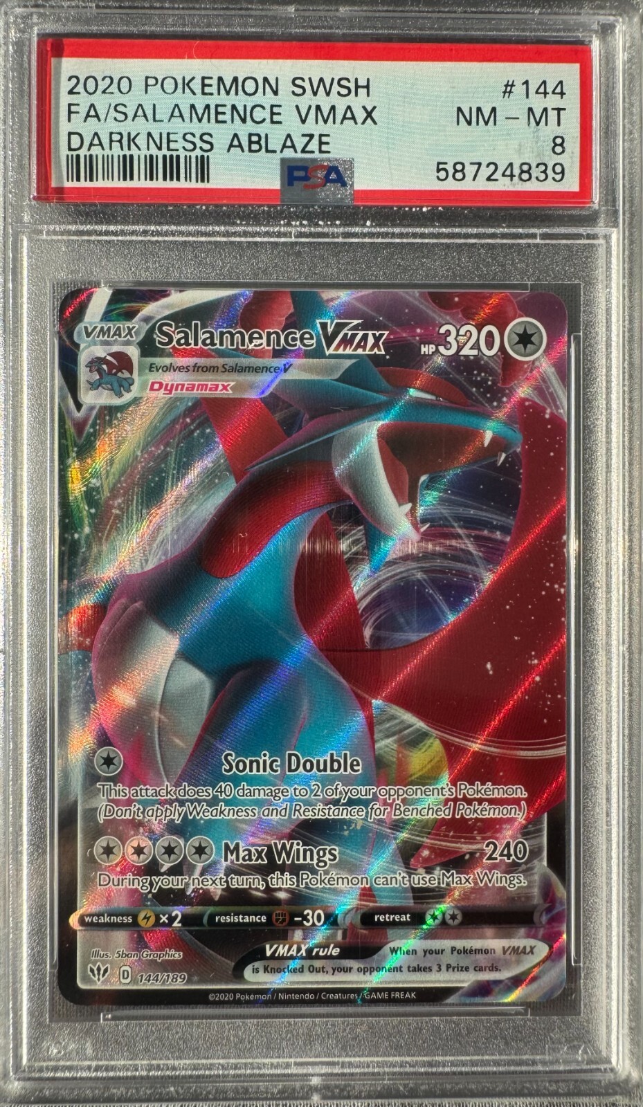 Salamence VMAX 144/189 PSA 8 Darkness Ablaze Ultra Rare Pokemon 2020 NM-MT