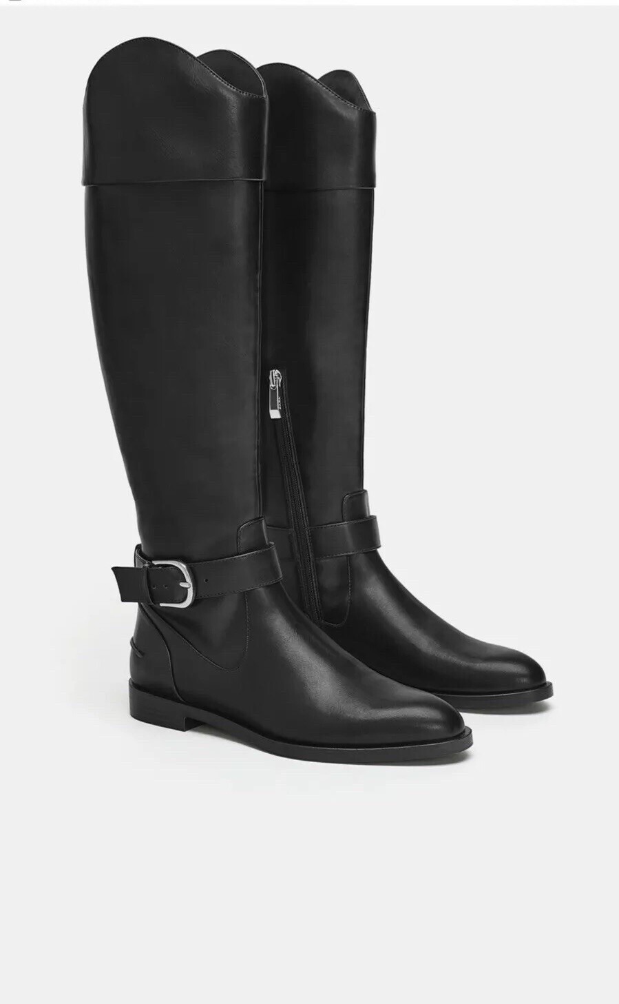 flat tall black boots