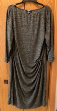 Chaps Gray Knit Long Sleeved Midi Dress 18W