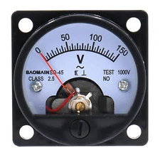 Baomain Analog Dial Panel Meter Voltmeter Gauge SO-45 AC 0-150V round Black
