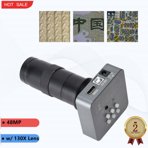 48MP FHD V8 Video Microscope Camera w/ 130X C Mount Lens For PCB Phone Repair - Picture 1 of 9