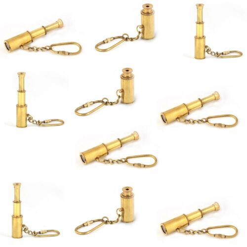 LOT OF 10 PCS Brass Keychain Telescope Marine Spyglass Key Chain Key Ring gIFT - Picture 1 of 4