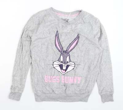 Primark Damen grau Polyestermischung Pyjama Oberteil Größe 8 Looney Tunes
