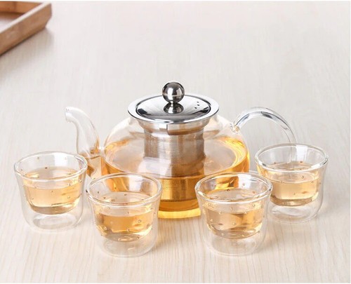 600ml 800ml Heat Resistant Glass Teapot With Stainless Steel Infuser Loose Tea - Picture 3 of 13