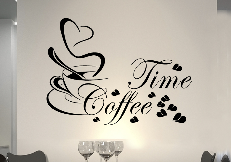 WandTattoo Wandsticker WandSpruch CAFE COFFEE KAFFEE Drache time KF32