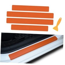 4PCS Car Door Sill Protector, Car Door Edge Guards, 3D Carbon Fiber Auto Orange