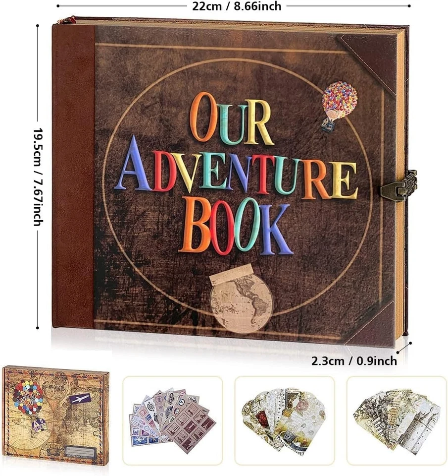 Our Adventure Book Travel Diary Photo Book,Scrapbook, Photo Album,Retro Style Tr - image 3 of 4