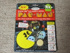 1982 PAC-MAN NELSONIC Digital Stick on LCD Clock MZ BERGER RARE - New On Card