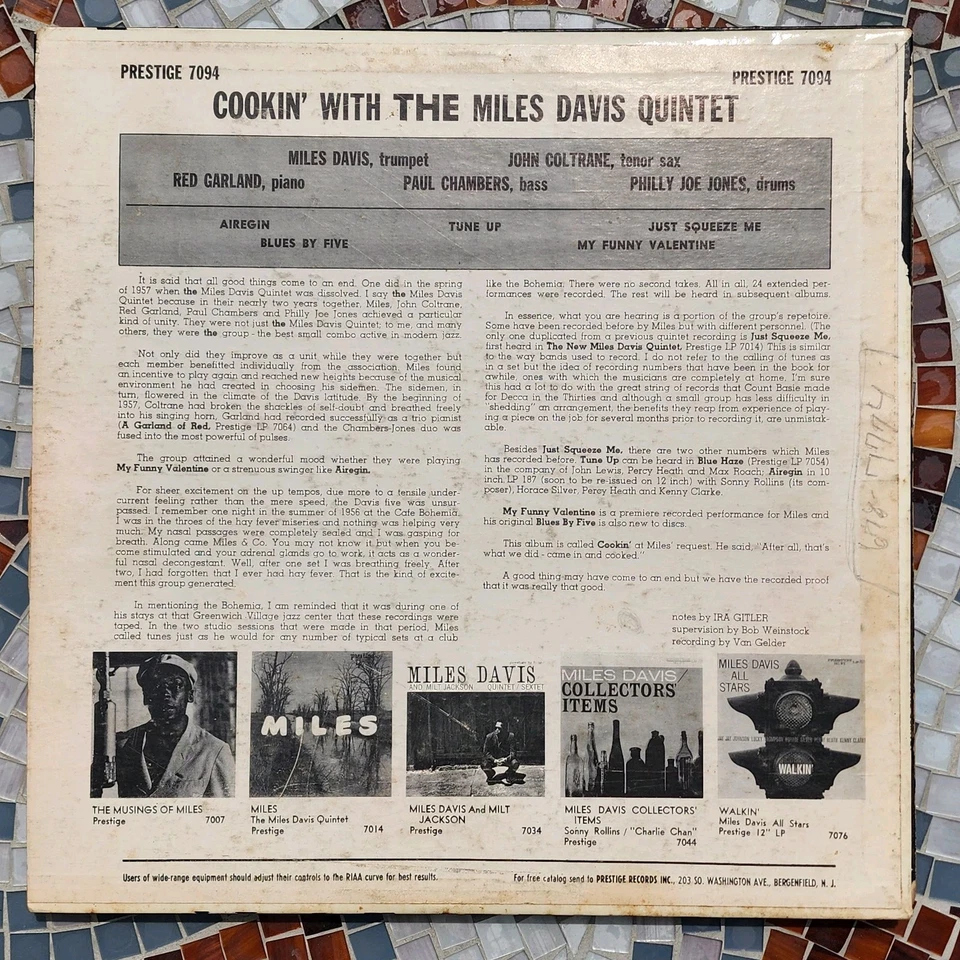 Miles Davis Quintet Prestige 7094 Cookin' Jazz Bergenfield Label - Image 2 of 4