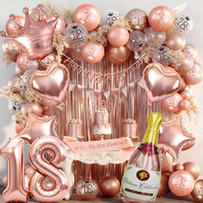 Rose Gold 18Th Birthday Decoration for Girls - Happy 18Th Birthday Banner, Trian
