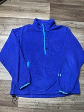 VINTAGE THE NORTH FACE PULLOVER BLUE FLEECE JACKET 1990S MEDIUM MADE IN USA