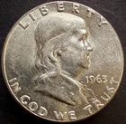1963 Franklin Half Dollar – 90% Silver – Philadelphia Mint