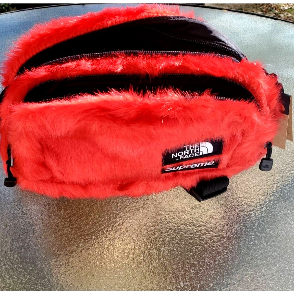 Supreme The North Face Red Faux Fur Waist Bag New Authentic | eBay