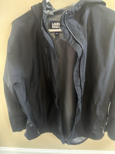 Lands End schwarze Windjacke mit Kapuze Größe XLarge XL 18 Damen wasserdicht gebraucht, in einwandfreiem Zustand