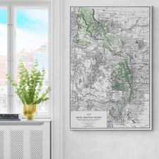 1885 Topographical Map of Rocky Mountains – Peaks, Valleys, Rivers & Trails