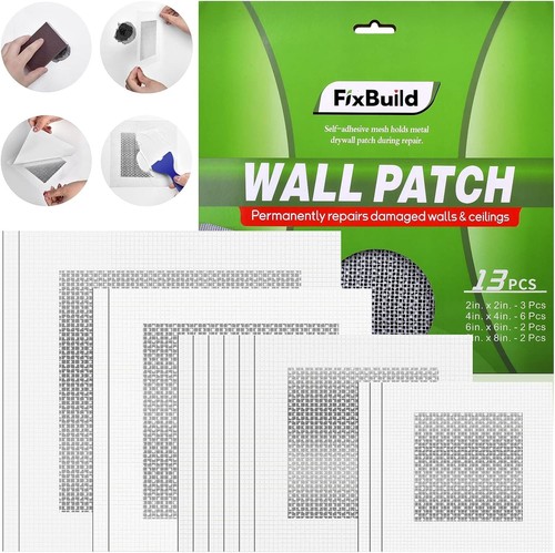Kit Riparazione Cartongesso 13pz Set Patch Parete Alluminio Autoadesivo Fast Fix - Foto 3 di 9