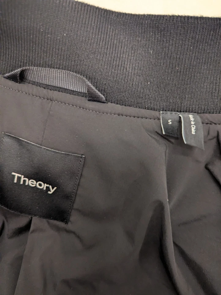 Theory 男式 City 飞行员夹克黑色 S 码双拉链 — 第 3/4 张图片