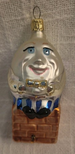 Humpty Dumpty Egg Glass Ornament Childs Nursery Rhyme Hand Painted Vintage 4.75"