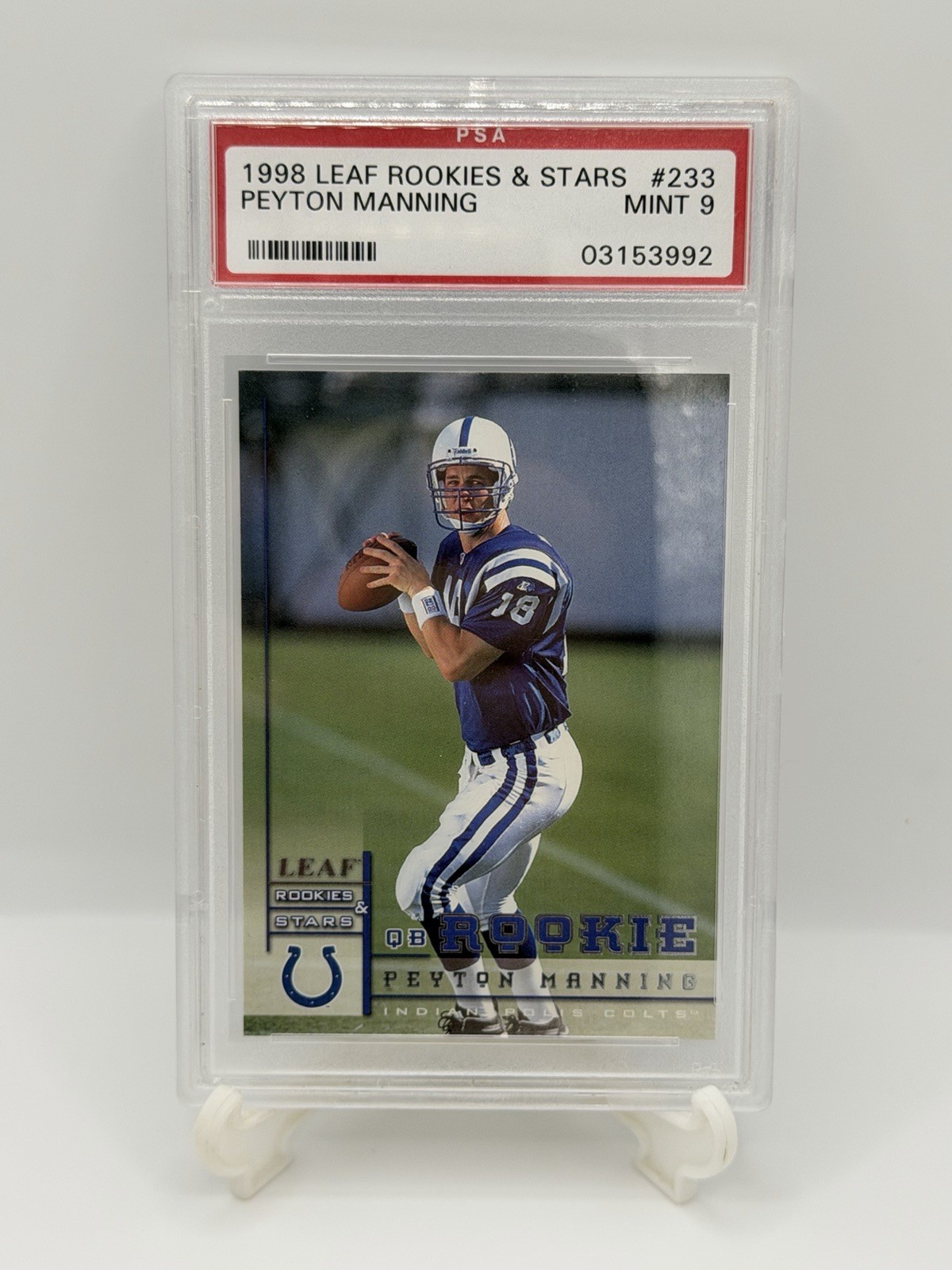 1998 Leaf Rookies & Stars Peyton Manning #233 Rookie PSA 9 Mint Colts HOF (RC)