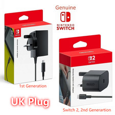 Image of Official Nintendo Switch & Switch 2 AC Power Adapter UK Plug Charger, 2 Options